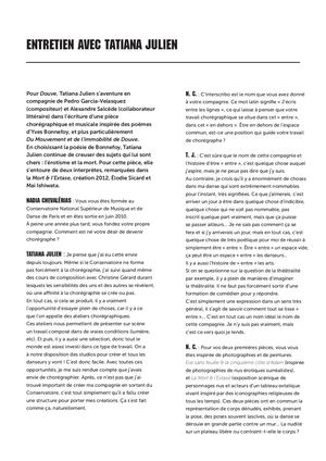 Entretien Avec Tatiana Julien