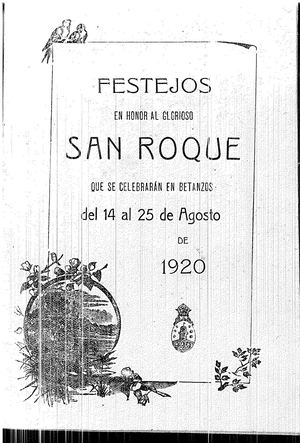 Libro De Festas Patronais San Roque 1920
