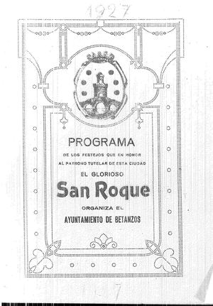 Libro De Festas Patronais San Roque 1927