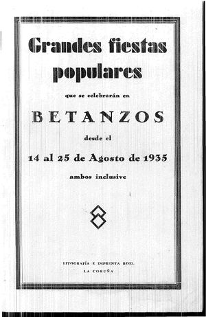 Libro De Festas Patronais San Roque 1935