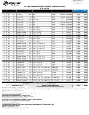Tarif Public MerCruiser 2026 2027 (Août 2026)