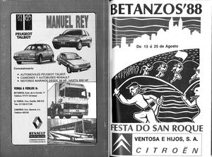Libro De Festas Patronais San Roque 1988