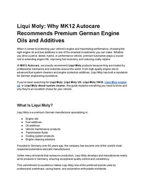 Liqui Moly Why Mk12 Autocare Recommends Premium German Engine Oils And Additives