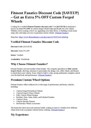 Fitment Fanatics Discount Code [SAVEUP] – Get an Extra 5% OFF