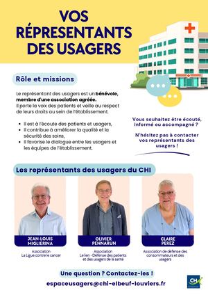 Affiche Représentants des usagers du CHI Elbeuf Louviers Val de Reuil