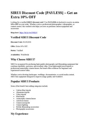 SIRUI Discount Code [PAYLESS] – Get an Extra 10% OFF