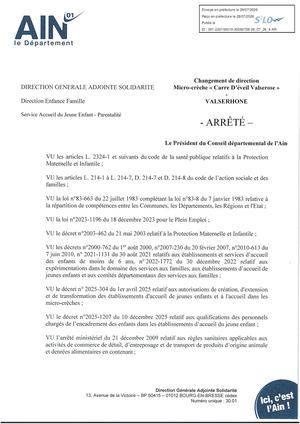 Arrêté Changement De Direction Moicrocrèche Carré D'eveil Valserose Valserhone