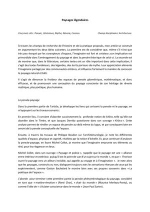 Résumé Varia 14 Paysages Légendaires Arnaud Behety