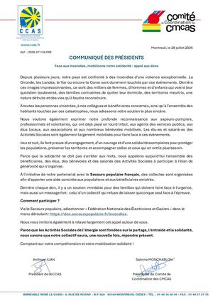 Communiqué Des Présidents Face Aux Incendies Mobilisons Notre Solidarité