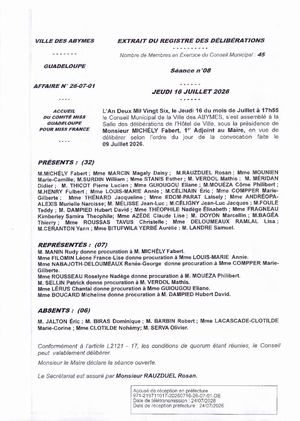 Délibérations CM Du 16 Juillet 2026