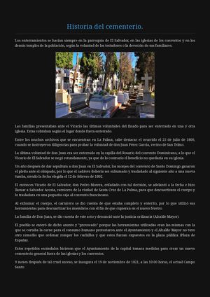 Historia del cementerio de Santa Cruz de La Palma.