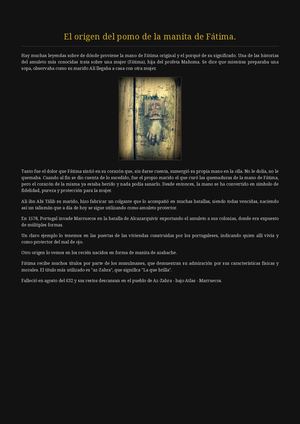 El origen del pomo de la manita de Fátima.