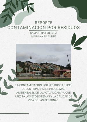 Documento A4 Portada Reporte Final Impacto Ambiental Verde Orgánico Simple