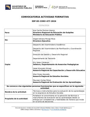 Idp De Conv 477 2026 Dre Guápiles