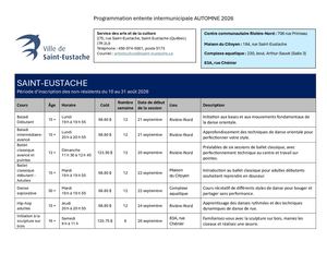 2026  - Entente Intermunicipale (Automne 2026)