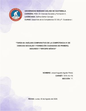 Tarea 04 Desarrollo De La Competencia Cc Ss Y F Ciudadana I