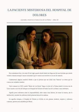 La Paciente Misteriosa del Hospital de Dolores.