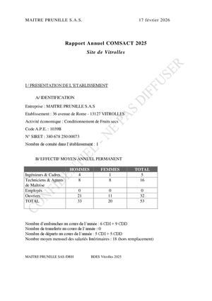 E 2025 Données En Matière D'hygiène, Sécurité Et Condition De Travail Vitrolles