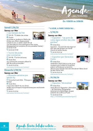 Agenda du week-end 01 & 02 août 2026