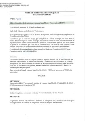 DEC 018 26 ACTE TPN Location Gymnase Jean Macé à L'association ZEOFF