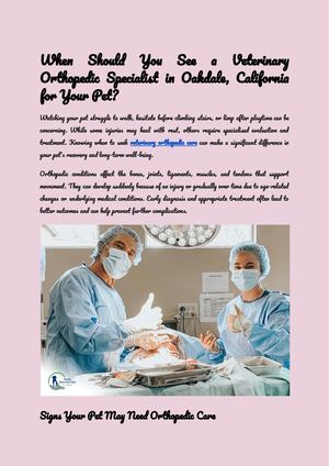When Should I See A Veterinary Orthopedic Specialist In Oakdale, California