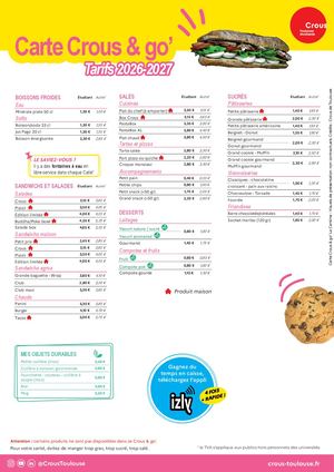 Carte Crous&go La Cantine 2026 27