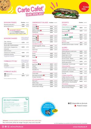 Carte Cafet Le Kiosque Tarbes 2026 27