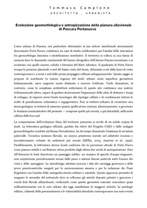 Evoluzione Geomorfologica E Antropizzazione Della Pianura Alluvionale Di Pescara Porta Nuova