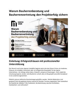 Warum Bauherrenberatung Und Bauherrenvertretung Den Projekterfolg Sichern