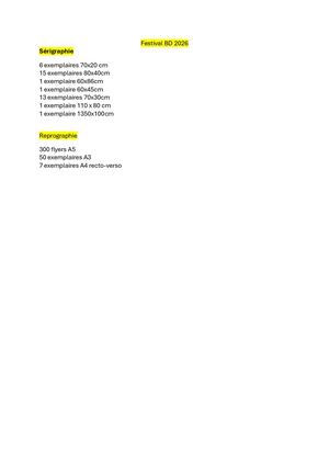 Liste Des Impressions Festival Bd 2026