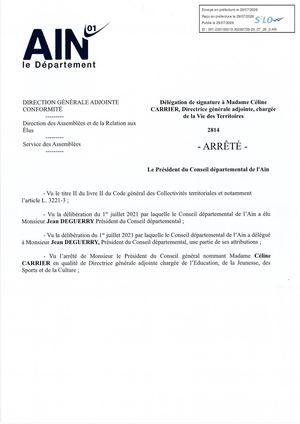 Arrêté Délégation De Signature Céline CARRIER 290726
