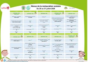 Menus Accueils De Loisirs Juillet Et Août 2026