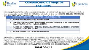 Comunicado Viaje De Estudios 2026