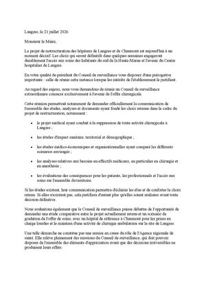 21 Juillet 2026 Lettre à M Le Maire