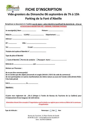 Formulaire Inscription vide-greniers