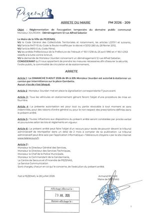 Arrêtés 29 07 26