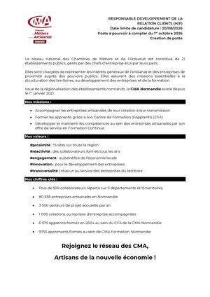 Offre Responsable Développement De La Relation Clients Caen