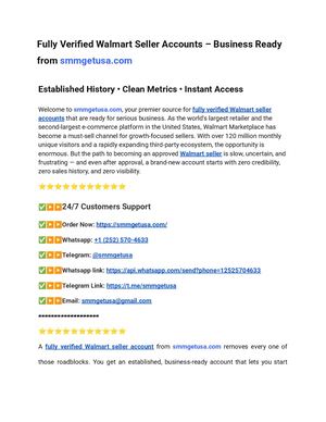 Fully Verified Walmart Seller Accounts – Business Ready From Smmgetusa