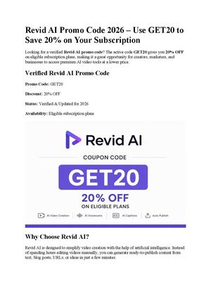 Revid Ai Promo Code 2026: "GET20"