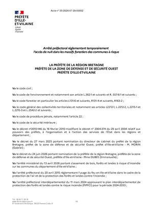accès de nuit dans les massifs forestiers des communes à risques