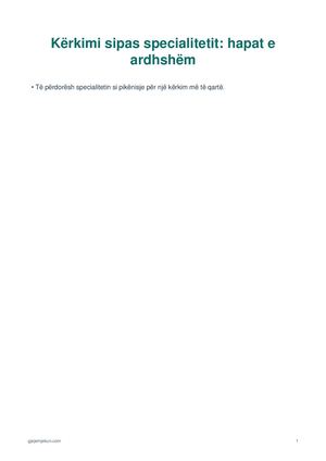 Kërkimi sipas specialitetit: hapat e ardhshëm