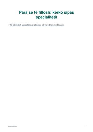 Para se të fillosh: kërko sipas specialitetit
