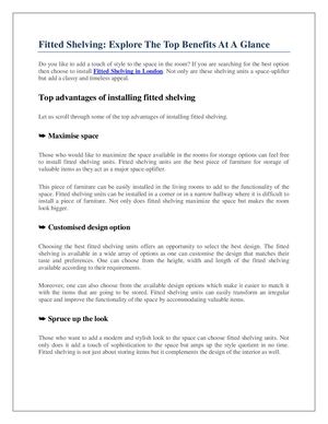 Fitted Shelving: Explore The Top Benefits At A Glance