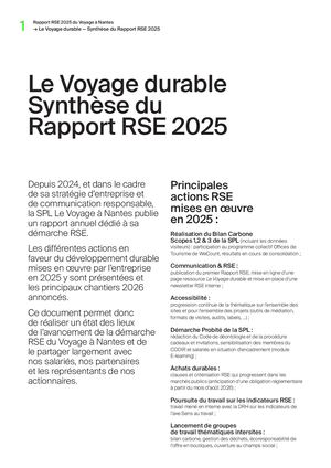 Le Voyage durable - Synthèse du rapport RSE 2025