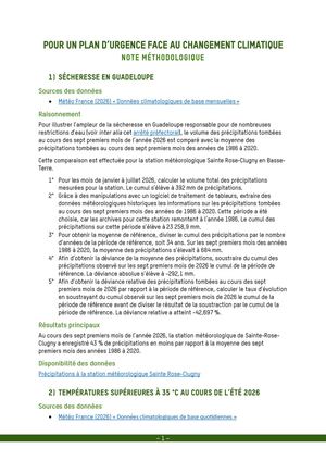 Plan d'urgence protection climatique - Note méthodologique