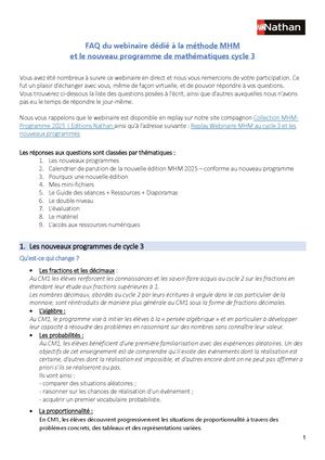 FAQ Webinaire MHM Cycle 3