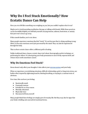 Why Do I Feel Stuck Emotionally How Ecstatic Dance Can Help