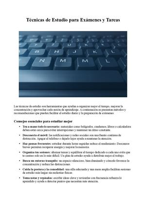 Técnicas De Estudio Para Exámenes Y Tareas
