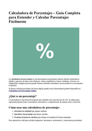 Manual Cálculo De Porcentajes Finanzas Y Descuentos