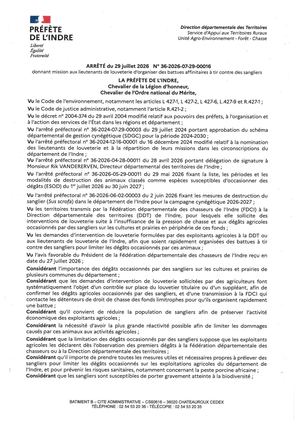 Ap Ll Battues Affinitaires 15 Aout 2026 31 Mars 2027 Signé Et Enregistré Au Raa